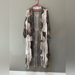 Lamianna long open front duster with pockets OS Made in Turkey